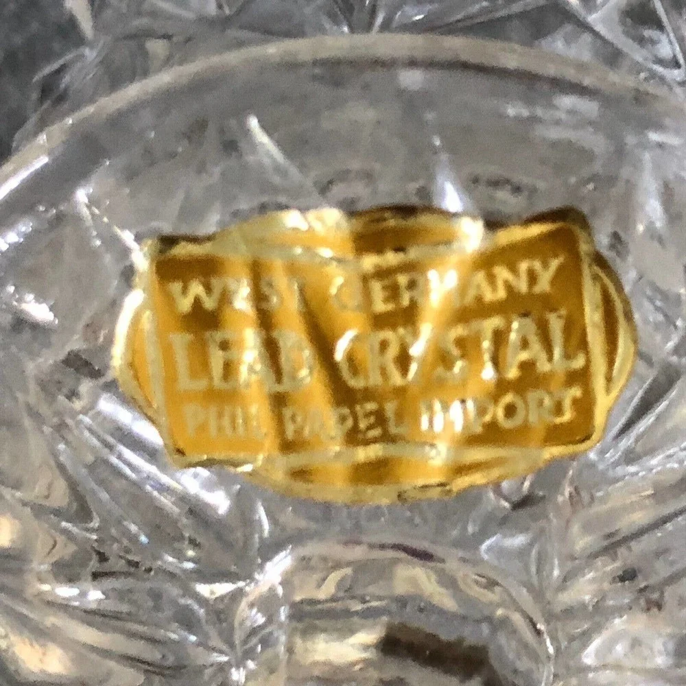 Phil Papel Lead Crystal West Germany Mustard Jam Honey Pot With Spoon